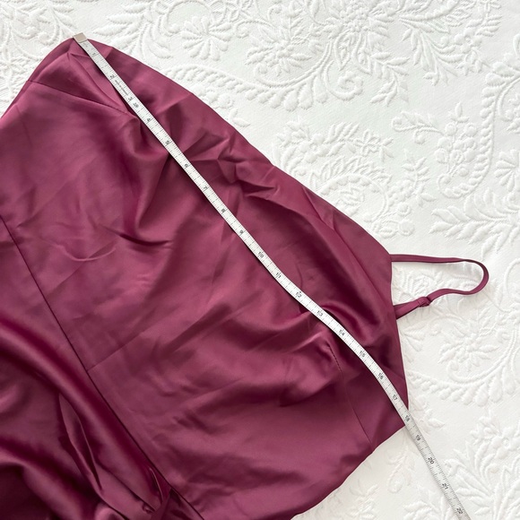 NWOT Lulus Meant to Be Together Wine Red Satin One-Shoulder Midi Dress Large - Picture 6 of 8